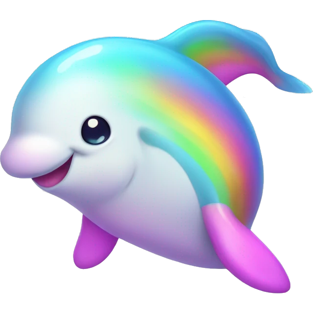 Kawaii neon narwal with rainbow horn  emoji