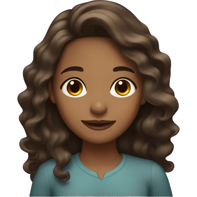 light brown skin girl with long wavy dark brown hair emoji
