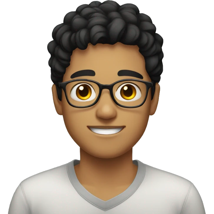 young adult boy, black hair, dark eyes, glasses emoji