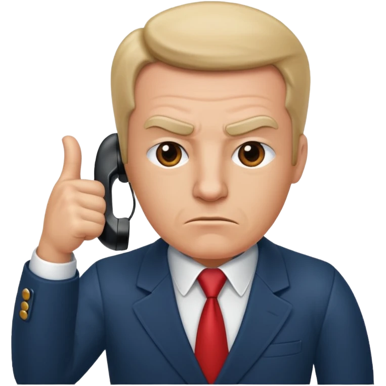 boss on a phone call, giving a thumbs down emoji