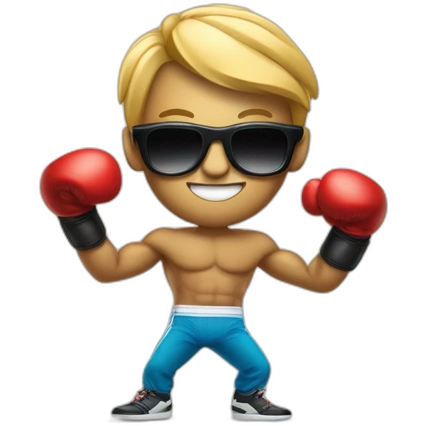 a 100 dollar bill playing kick boxing with sunglases emoji
