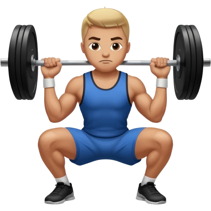 basketball player doing squat with a barbell with weight emoji