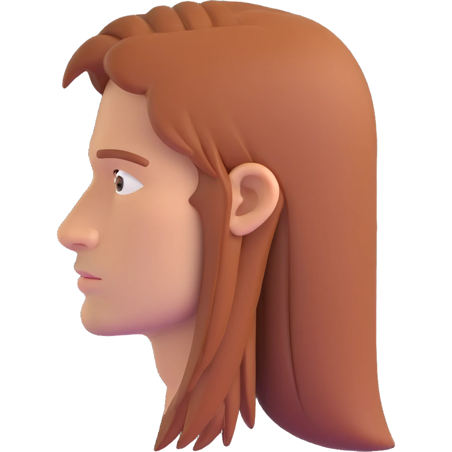 man's head with long gingery brown mullet looking to the left emoji