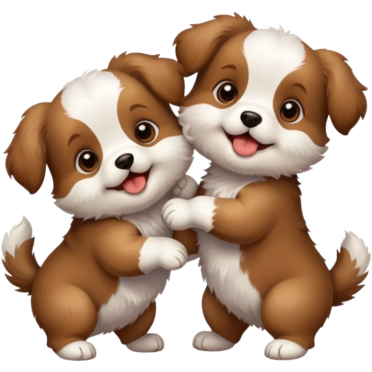 Two puppy best friends super super cute and excited emoji