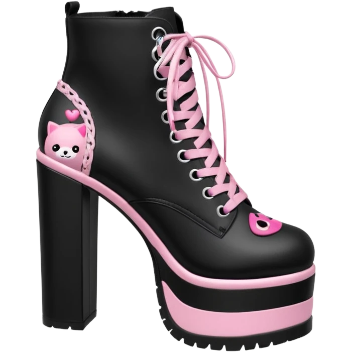 BLACKPINK-inspired gothic shoes, no hearts, black and pink, cute  emoji