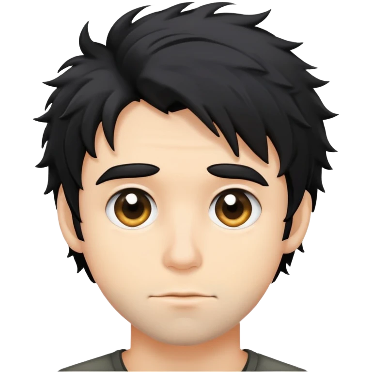 a man with black messy hair with one camera emoji