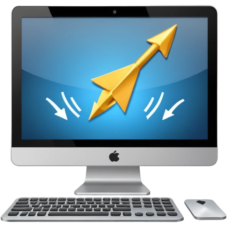 computer with arrows coming to it emoji