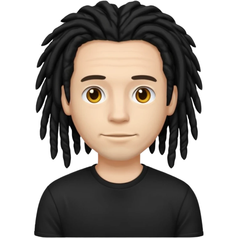 white guy , black dreadlock, black t shirt emoji