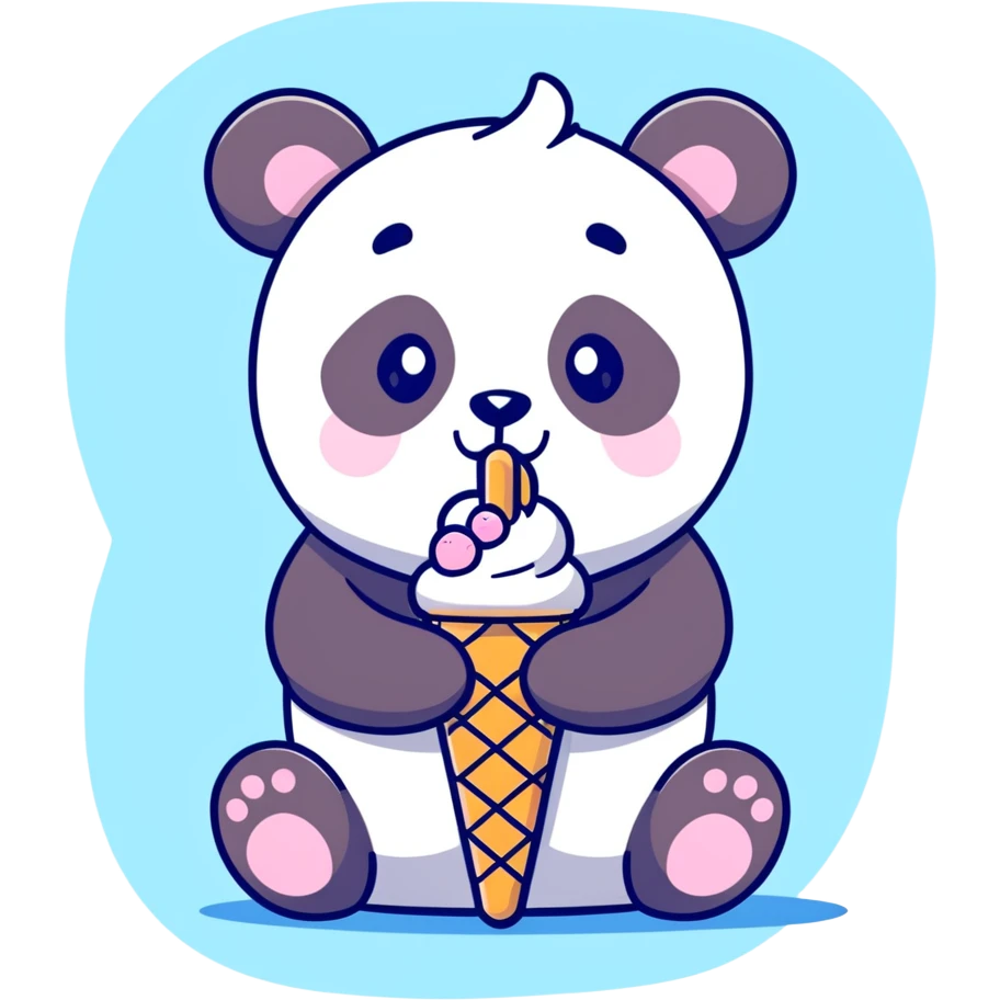 Panda eating ice cream emoji