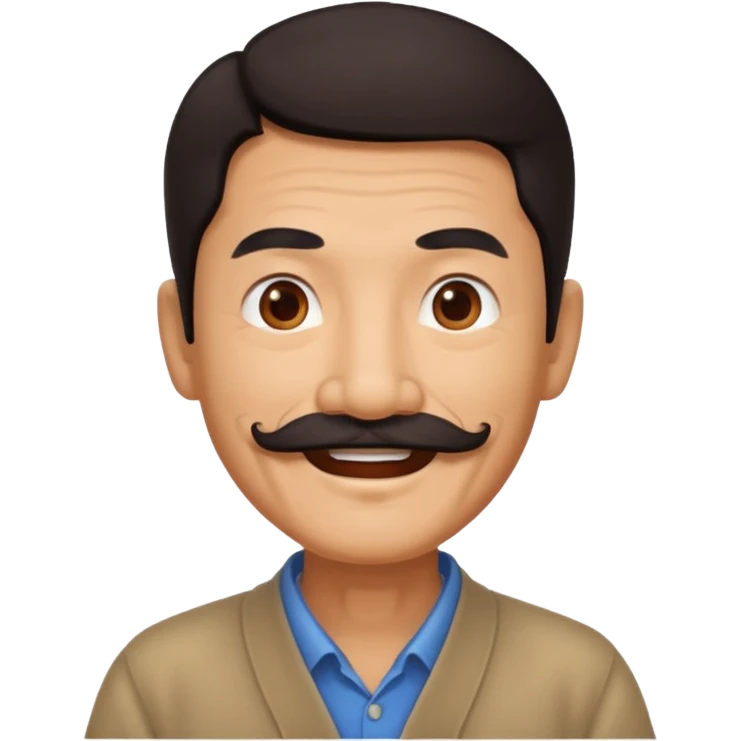 Old Chinese man with dark hair and mustache emoji