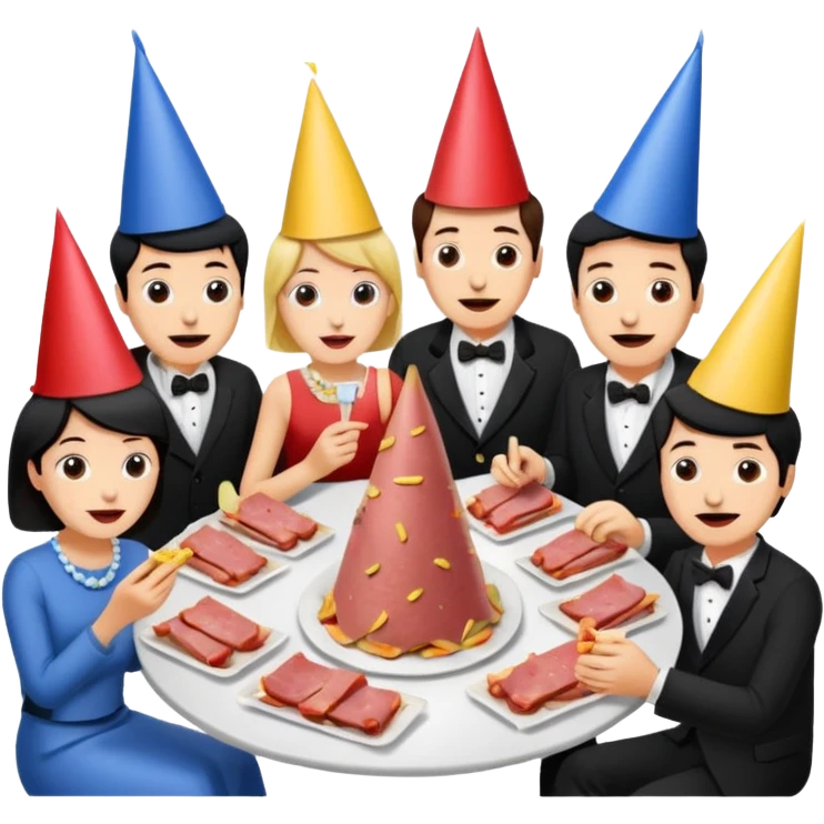 Party at a french SPAM meat cafe LANDSCAPE  emoji