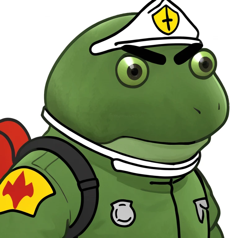 bufo in a fir fighter suit emoji
