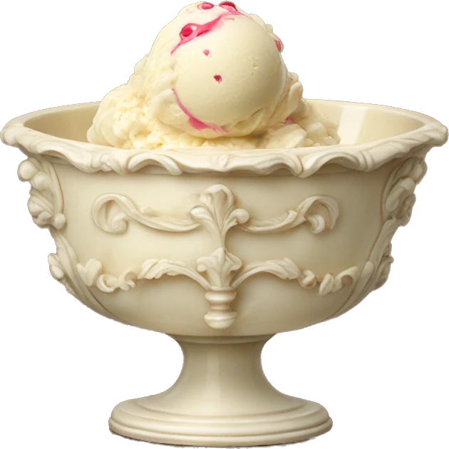 vintage ivory rococo bowl with ice cream emoji