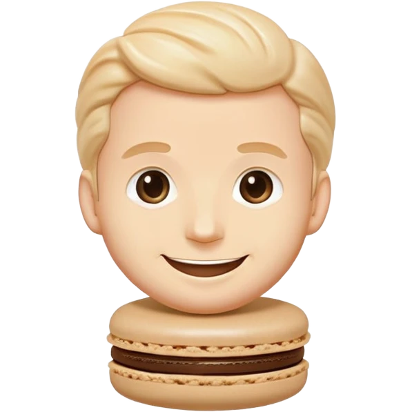 macaron pastry with the face of Macron, smiling expression emoji