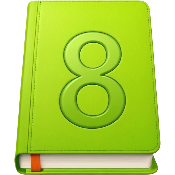 Lime green book with a number "6" in the cover emoji