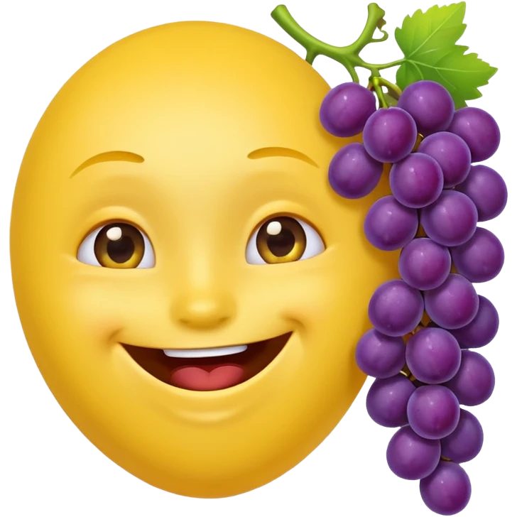 Yellow circular emoji eating grapes emoji