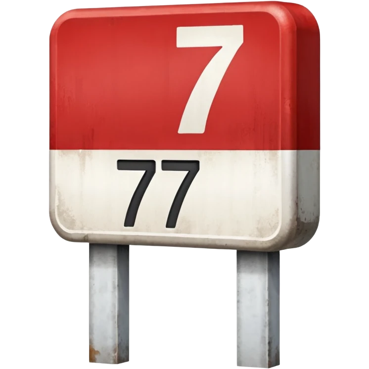 Représente moi une borne kilométrique rouge et blanche avec le chiffre 7. le bas est un rectangle blanc et le haut est en demi cercle rouge ayant la même largeur que le rectangle blanc. emoji