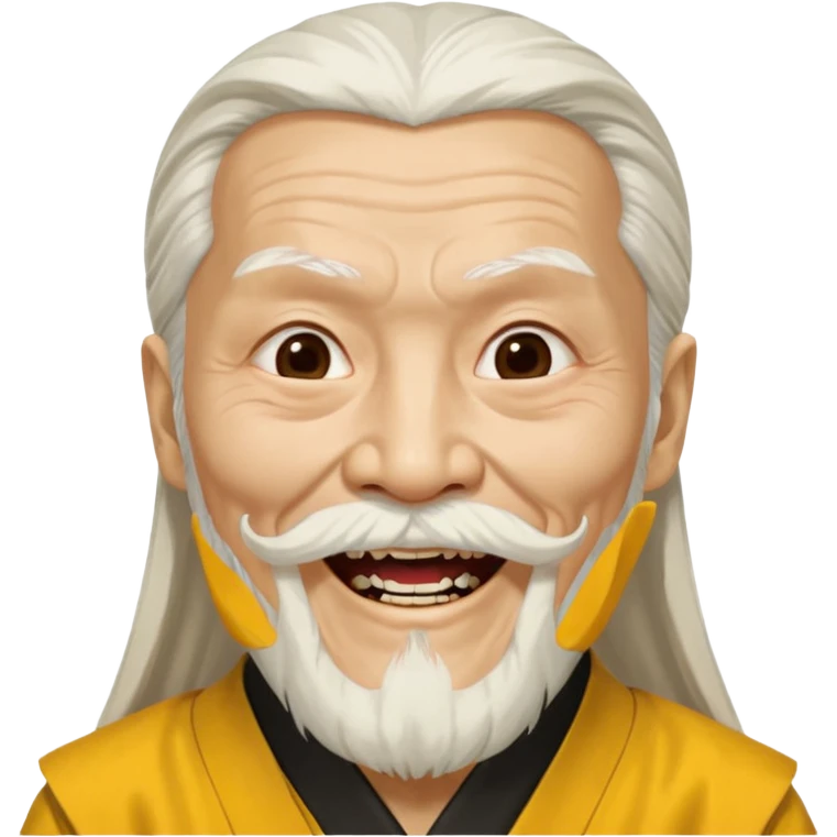 Сенсей пай Мей из убить Билла 2 с густой седой бородой и густыми бровями смеётся  emoji