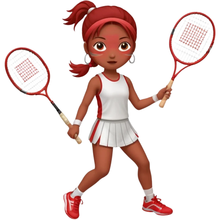 ancient gongsam girl with 1 badminton racket, red emoji