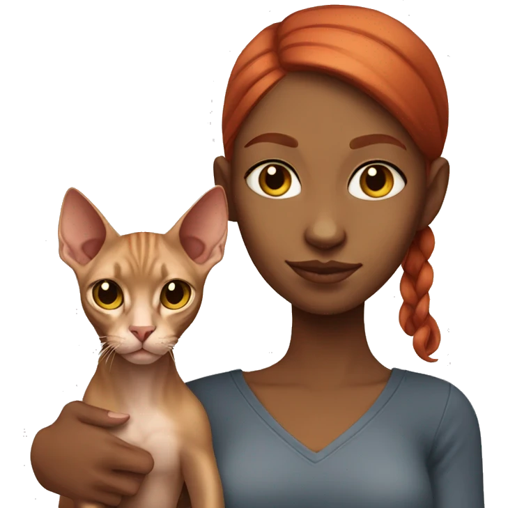 Red-haired girl with a sphinx cat emoji