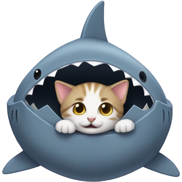 Kitten in a shark bed emoji