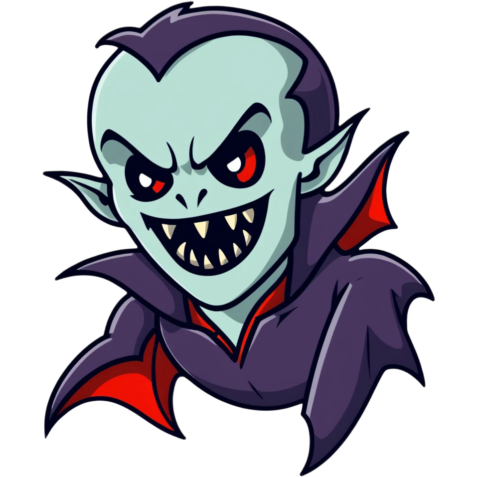 Menacing vampire with long deadly fangs emoji