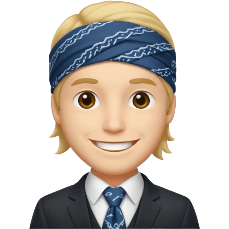 Character wearing a bandana and a suit emoji