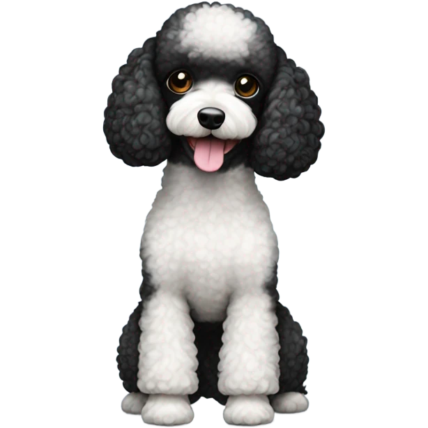 black head and body white toy poodle emoji