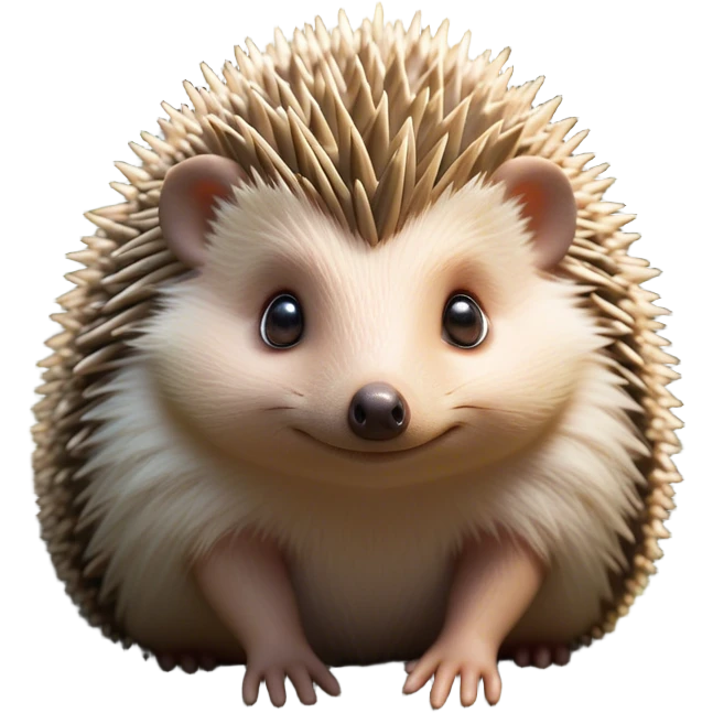 Cinematic Adorably Cute Hedgehog Portrait Emoji, Poised with a round, spiky yet cuddly body and bright, curious eyes peeking from beneath a soft array of quills, Simplified yet irresistibly adorable features, highly detailed, glowing with a warm, gentle forest glow, high shine, lively and endearing, stylized with an air of woodland cuteness, soft glowing outline, capturing the essence of a playful hedgehog that appears ready to scurry out of the screen with delightful charm! emoji