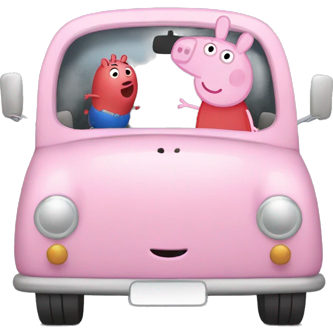 Peppa pig is loading a car emoji