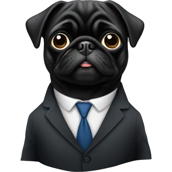 black pug wearing a suit emoji