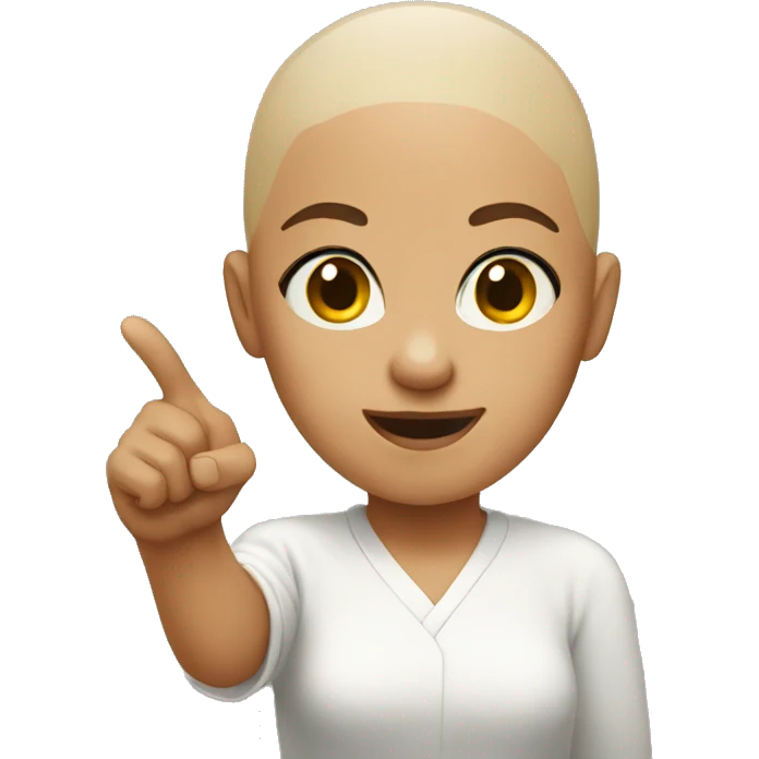 bald girl pointing finger emoji