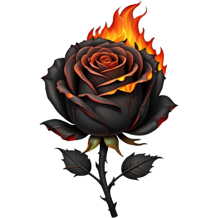 black dead rose with fire emoji