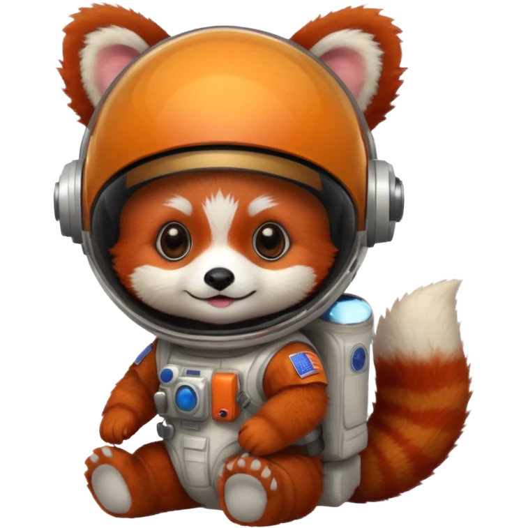 baby cute red panda in astronaut helmet emoji
