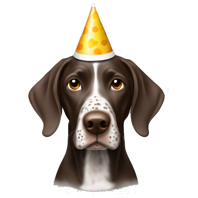 German shorthair with party hat emoji
