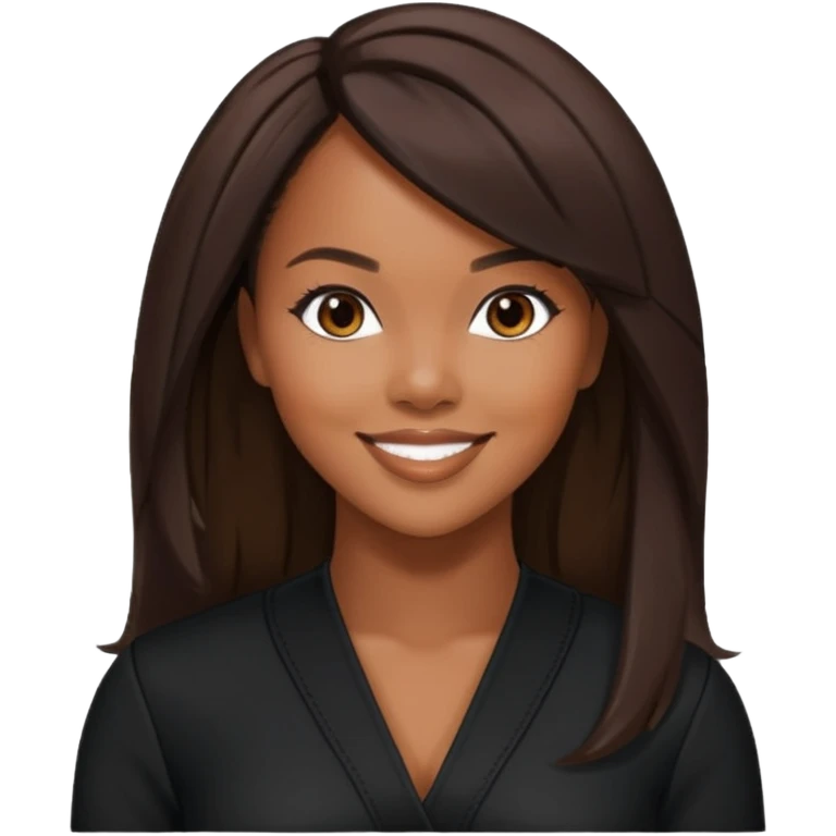 LeToya Luckett from Destiny's Child with long dark brown hair, black outfit emoji