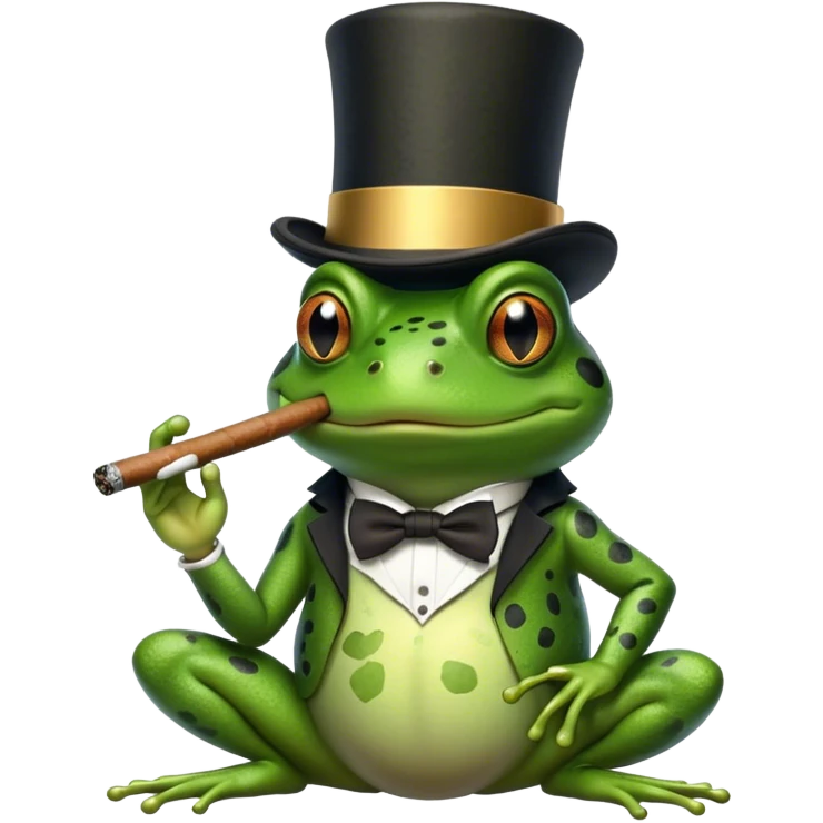 Frog with top hat an smoking cigar  emoji