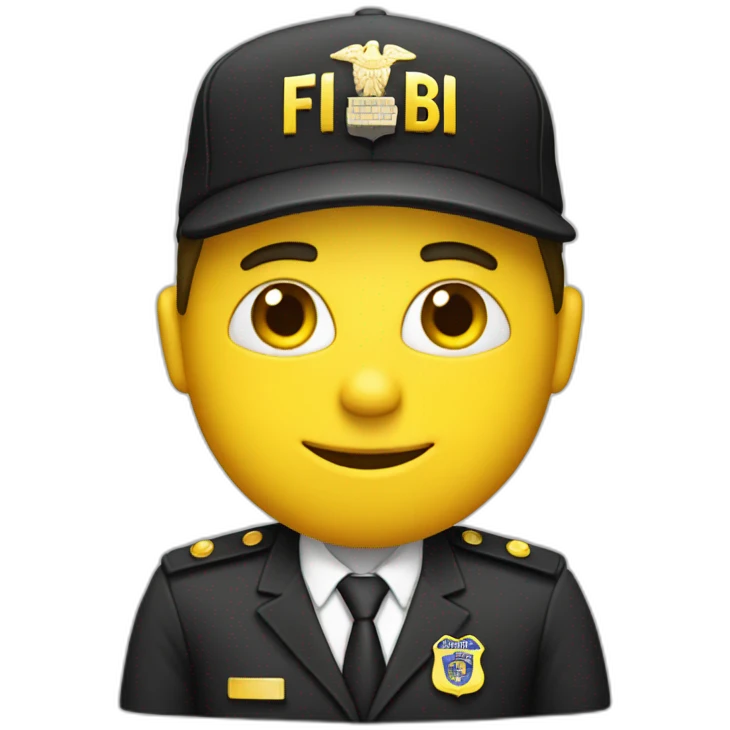 man with yellow "FBI" letters on his cap emoji