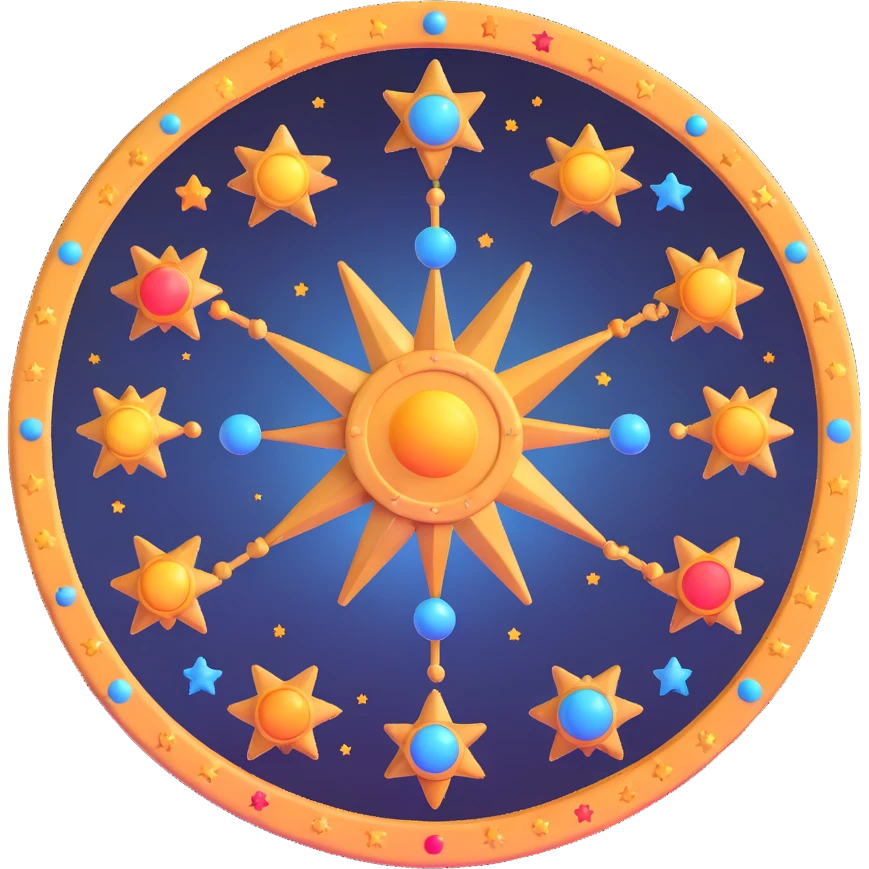 astrology wheel with stars, celestial vibe, glowing colors emoji