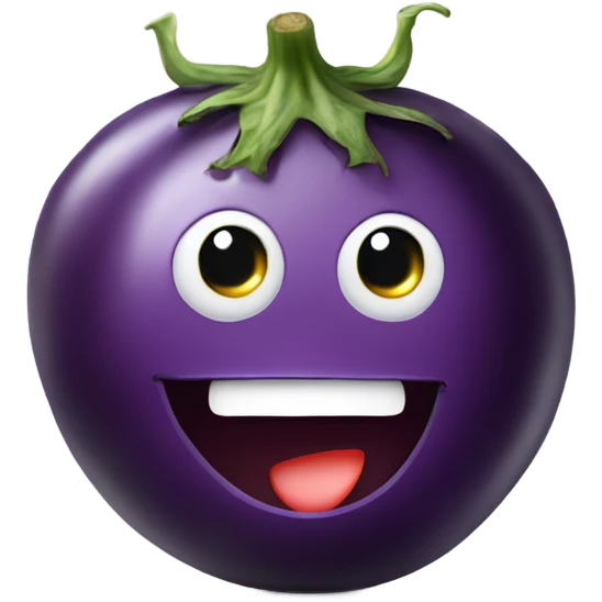 Eggplant with a smiley face emoji