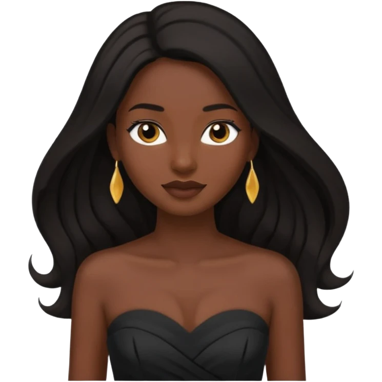 WOMAN WEARING STRAPLESS BLACK DRESS WITH DARK HAIR emoji