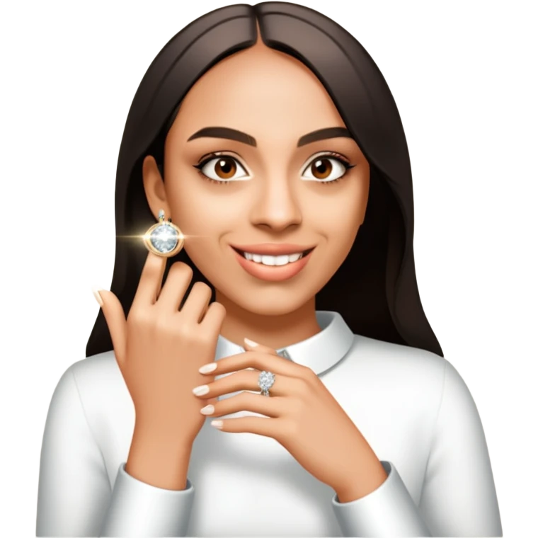 Woman with an engagement rang emoji