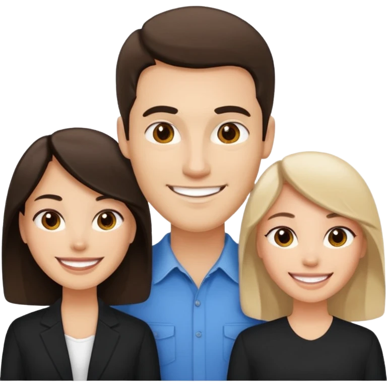 White brunette, American man with two women both are African one is light skin black and one is medium tone black emoji