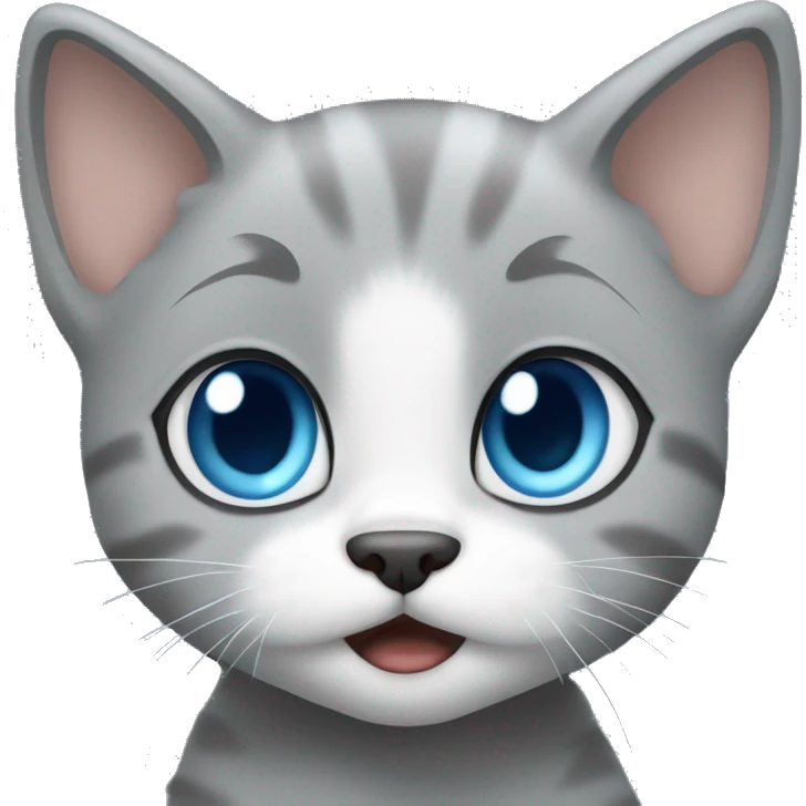 blue eyes grey kitten scared  emoji