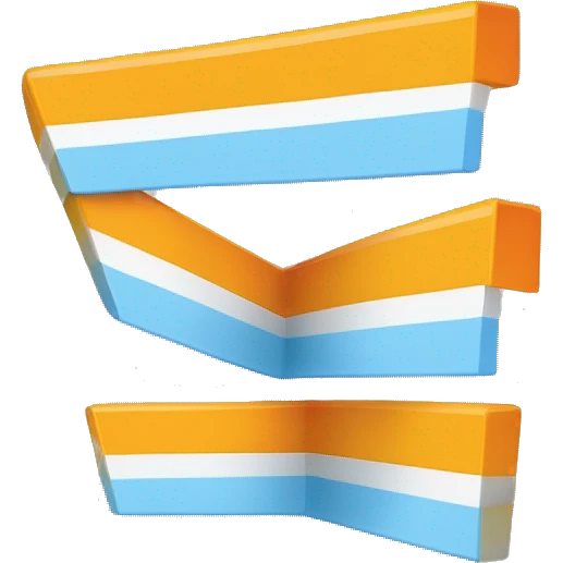 Thick straight lines going left to right. One Orange stripe on top , one yellow stripe underneath the orange, one white stripe underneath the yellow, one light blue stripe underneath the white, one dark blue stripe on the bottom  emoji