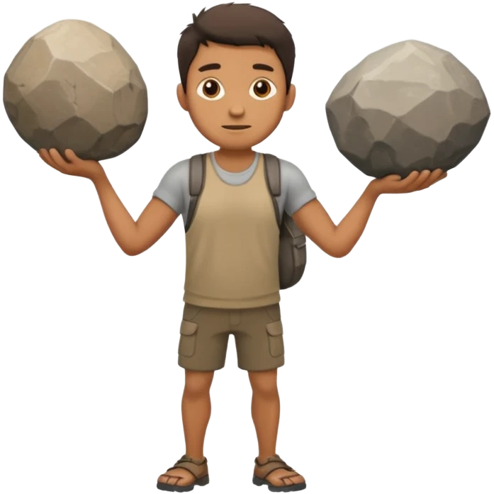 Guy carrying 3 rocks emoji