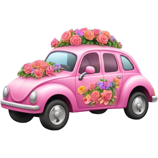 Carro rosado con flores emoji