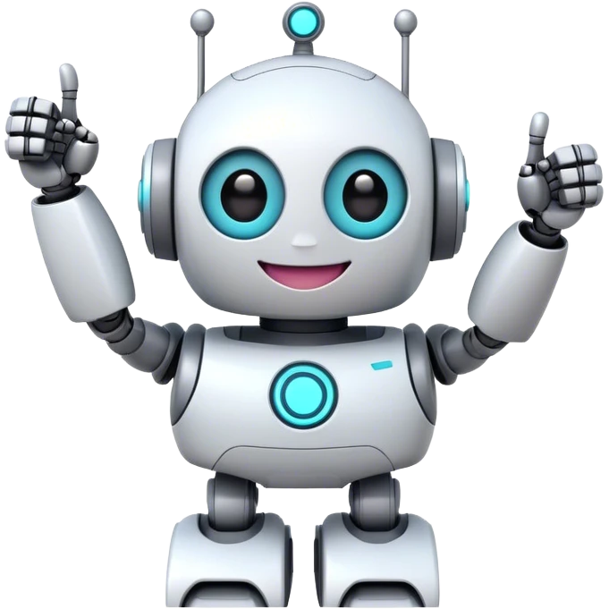 cute girly robot with a big smile, portal design , giving a big thumbs-up emoji