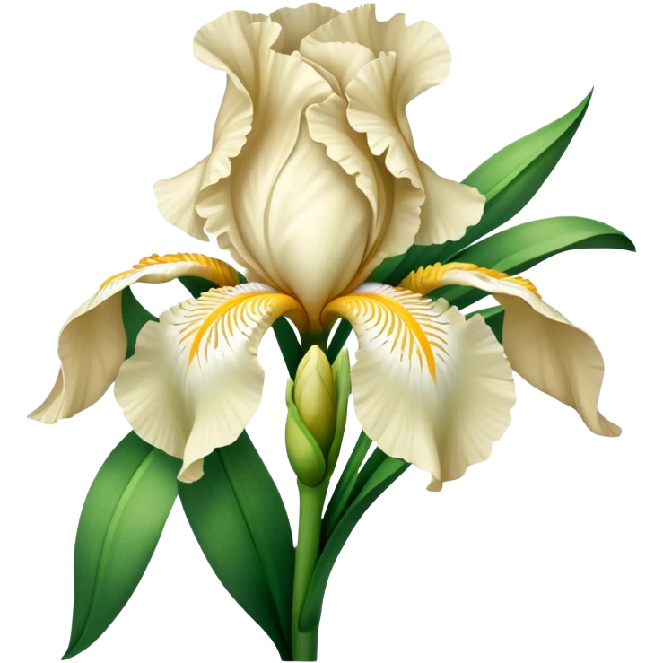 big bouquet Cream Iris, luxuriant, leaf, bud emoji