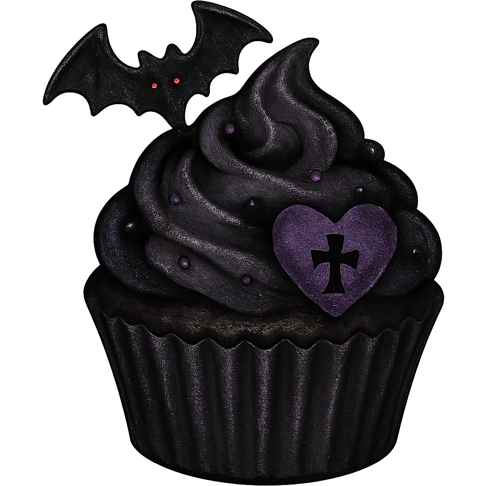 Gothic cupcake in hi dream dev style, no background emoji